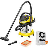 Aanbieding Karcher WD 4 S V-20/5/22 + Karcher Stofzuigerzak voor WD 4/5/6 (4x) - bouwstofzuigers