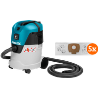 Aanbieding Makita VC2512L + stofzuigerzakken (5x) - bouwstofzuigers